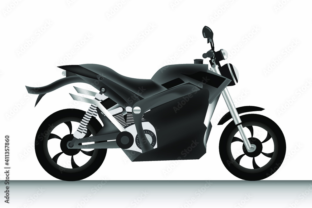 Realistic black motorcycle on white background Realistic black motorcycle on white background
