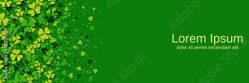 St.Patrick's Day green vector background with clover leaves 