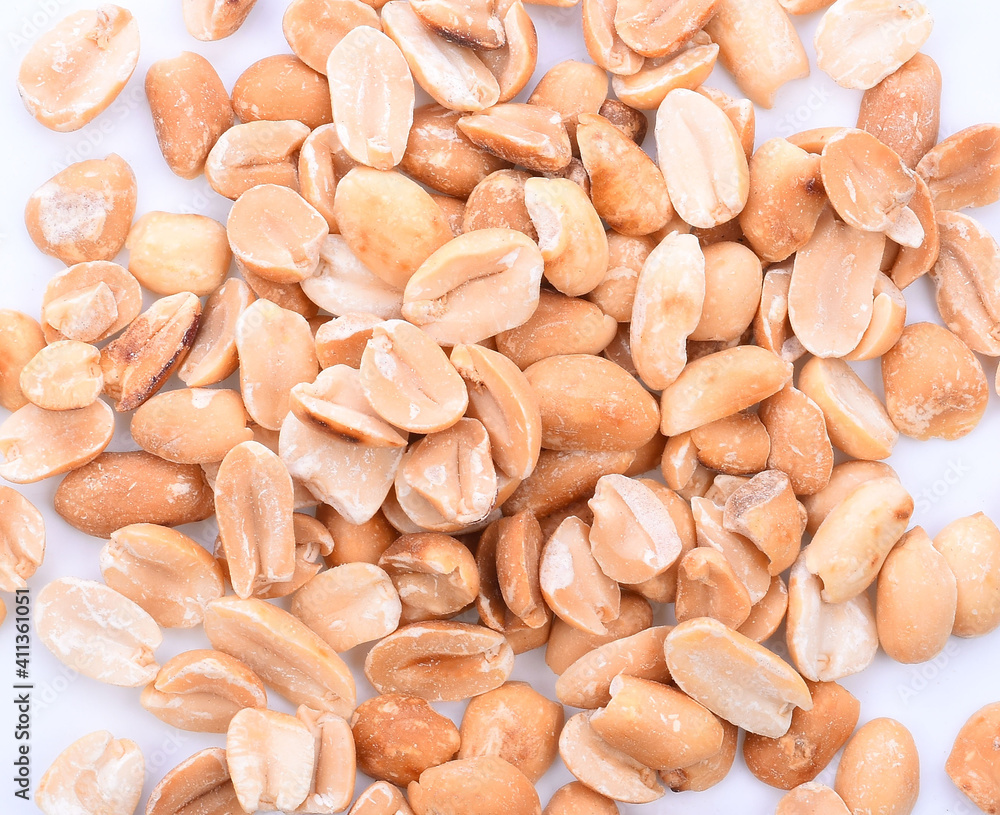 Processed peanuts isolated on white background Processed peanuts isolated on white background
