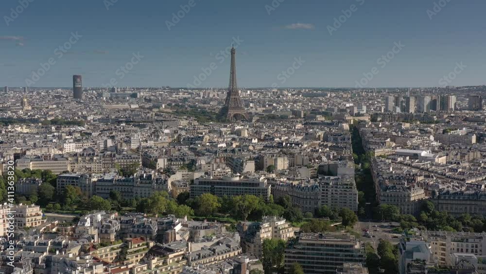 day time paris city center famous tower district flight over aerial panorama 4k france day time paris city center famous tower district flight over aerial panorama 4k france