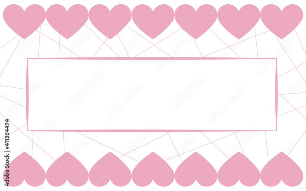 Festive delicate background with hearts and a frame with a place for an inscription. The background for creating a postcard or invitation is also suitable for the design of banners, posts