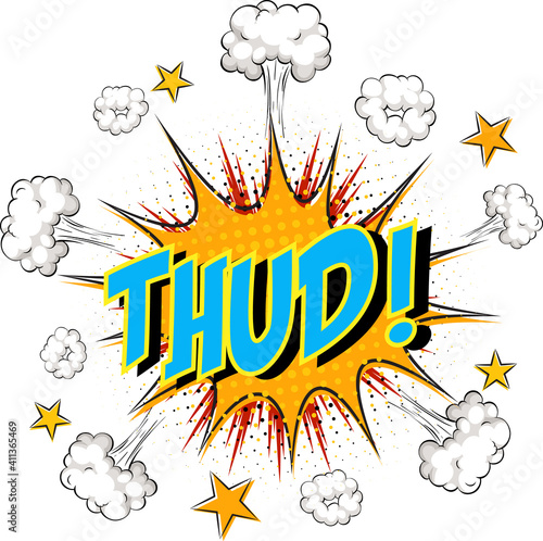 Word Thud on comic cloud explosion background