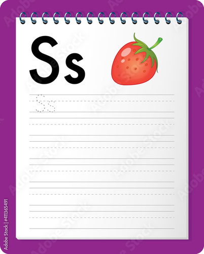 Alphabet tracing worksheet with letter S and s