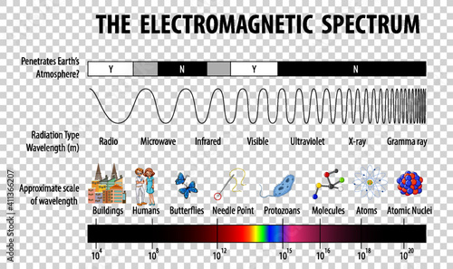 Science Electromagnetic Spectrum diagram on transparent background