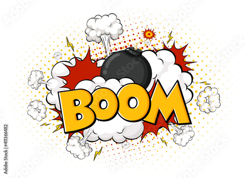 Comic speech bubble with boom text
