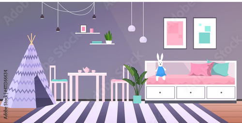 kids room interior empty no people baby's bedroom horizontal vector illustration