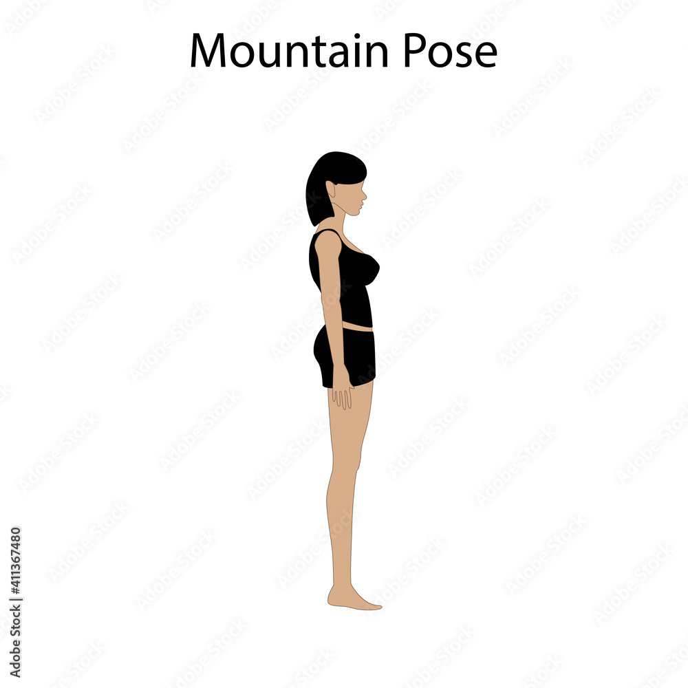 Mountain pose yoga workout. Healthy lifestyle vector illustration Mountain pose yoga workout. Healthy lifestyle vector illustration