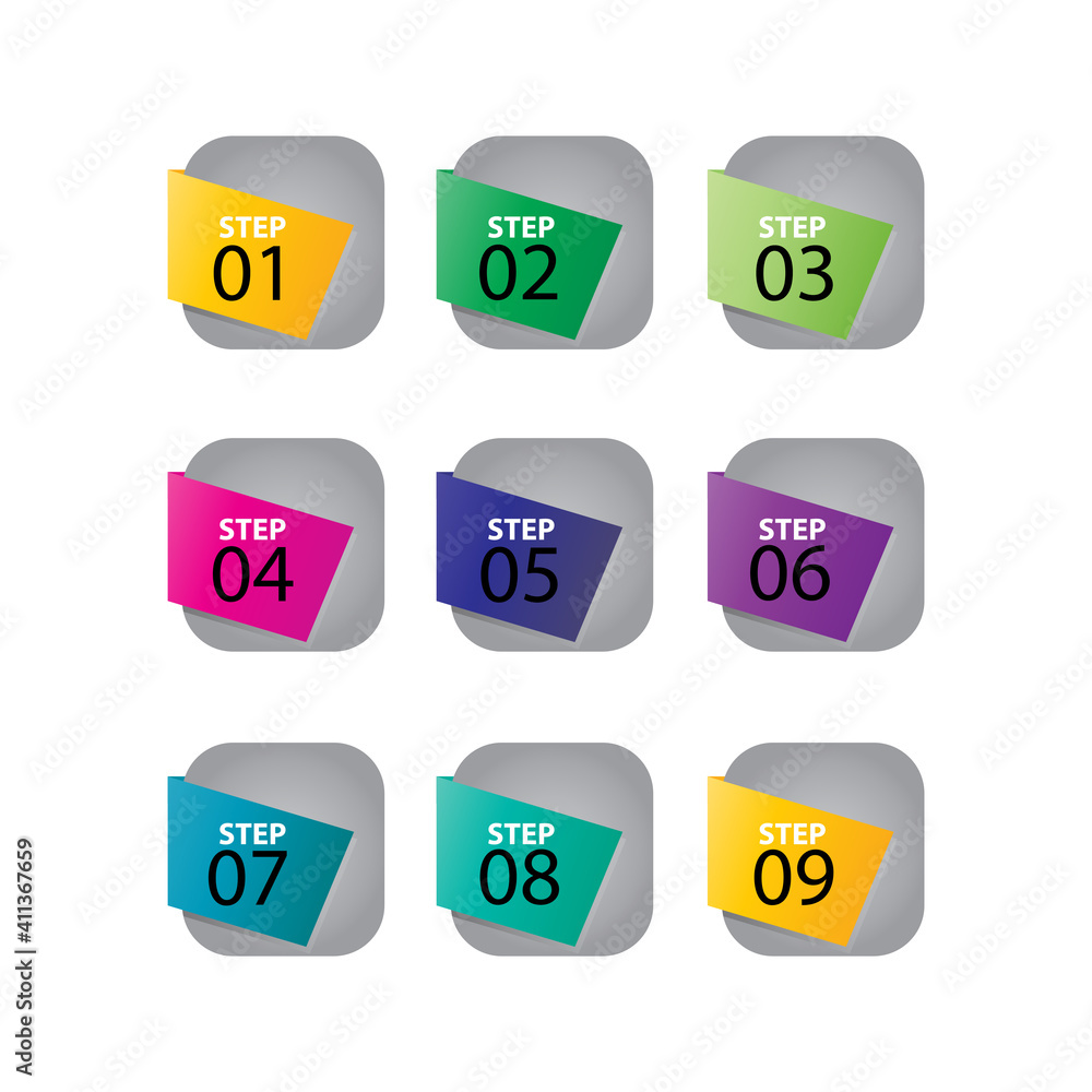 step number set label vector template design illustration step number set label vector template design illustration