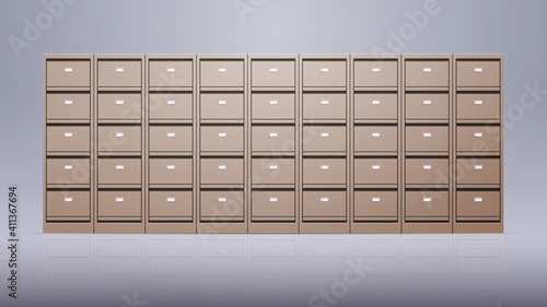 office wall of filing cabinet document data archive storage folders for files business administration concept horizontal vector illustration