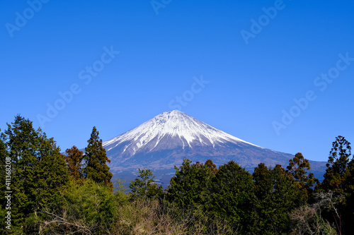 【静岡】白糸の滝から見る富士山（冬）