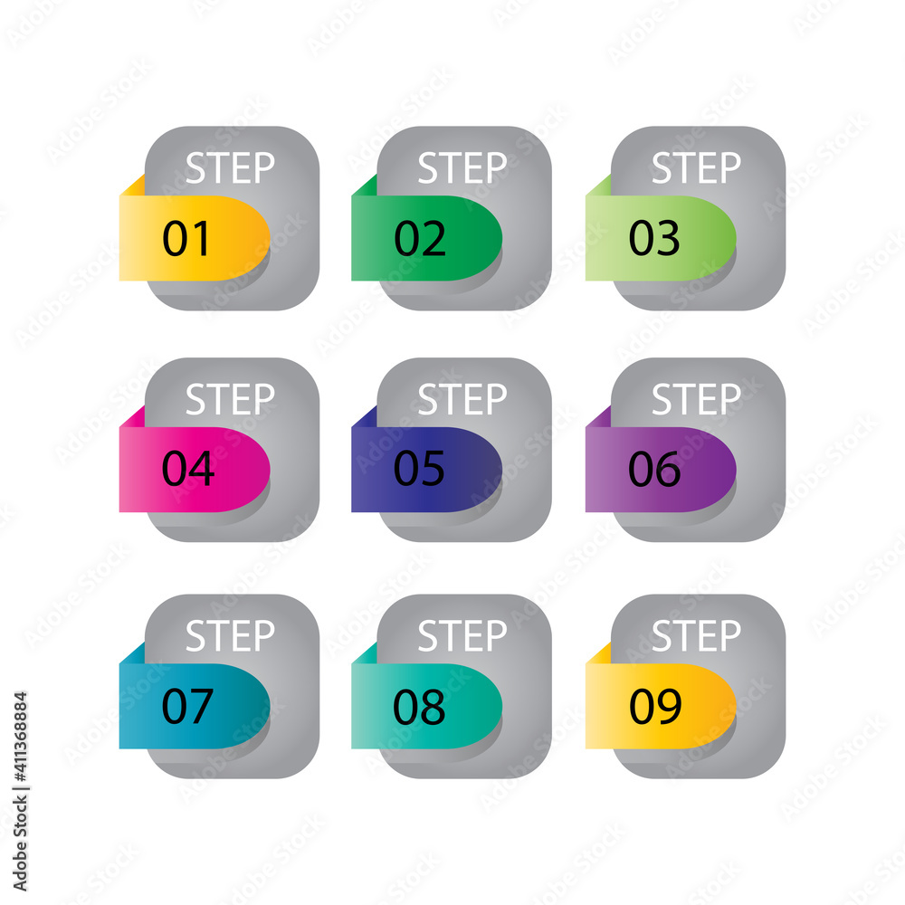 step set number label vector template design illustration step set number label vector template design illustration