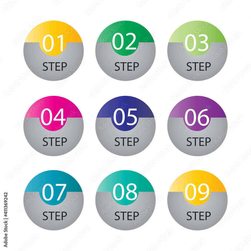 step number set label vector template design illustration step number set label vector template design illustration
