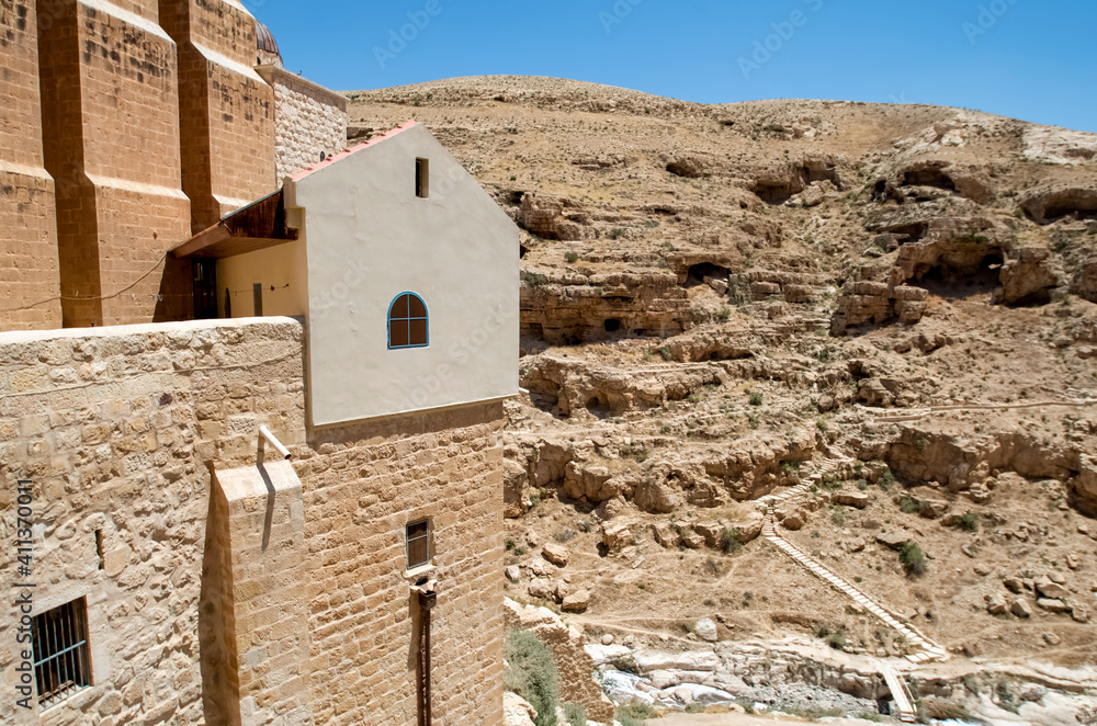 
The Holy Lavra of Saint Sabbas the Sanctified, known in Arabic as Mar Saba, Judean desert, Israel. A Greek Orthodox monastery overlooking the Kidron Valley