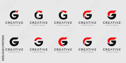 Set of abstract initial letter G logo template. icons for business of fashion, sport, automotive,