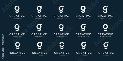 Set of abstract initial letter G logo template. icons for business of fashion, sport, financial