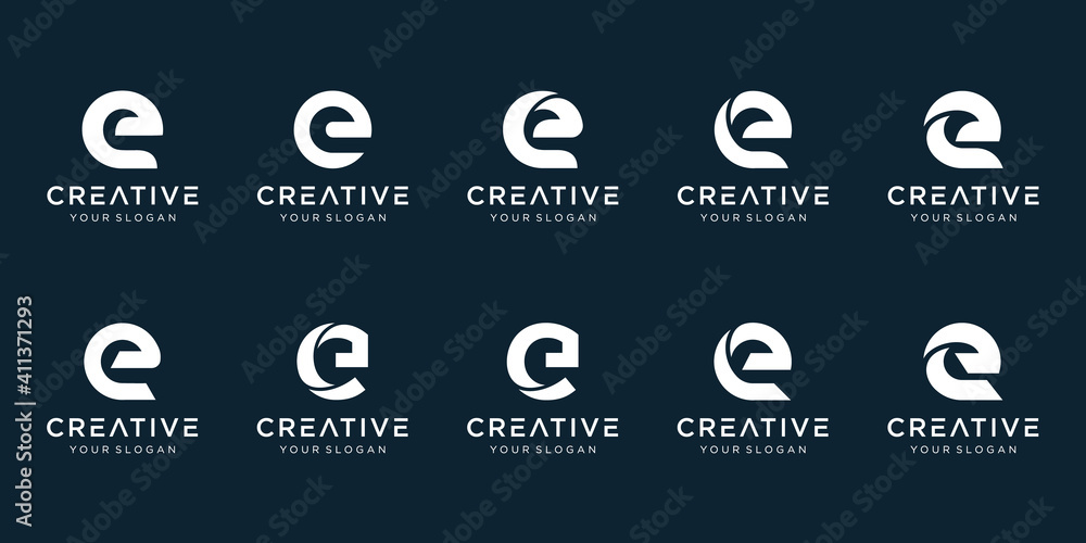 Set of abstract initial letter E logo template. icons for business of fashion, sport, financial Set of abstract initial letter E logo template. icons for business of fashion, sport, financial