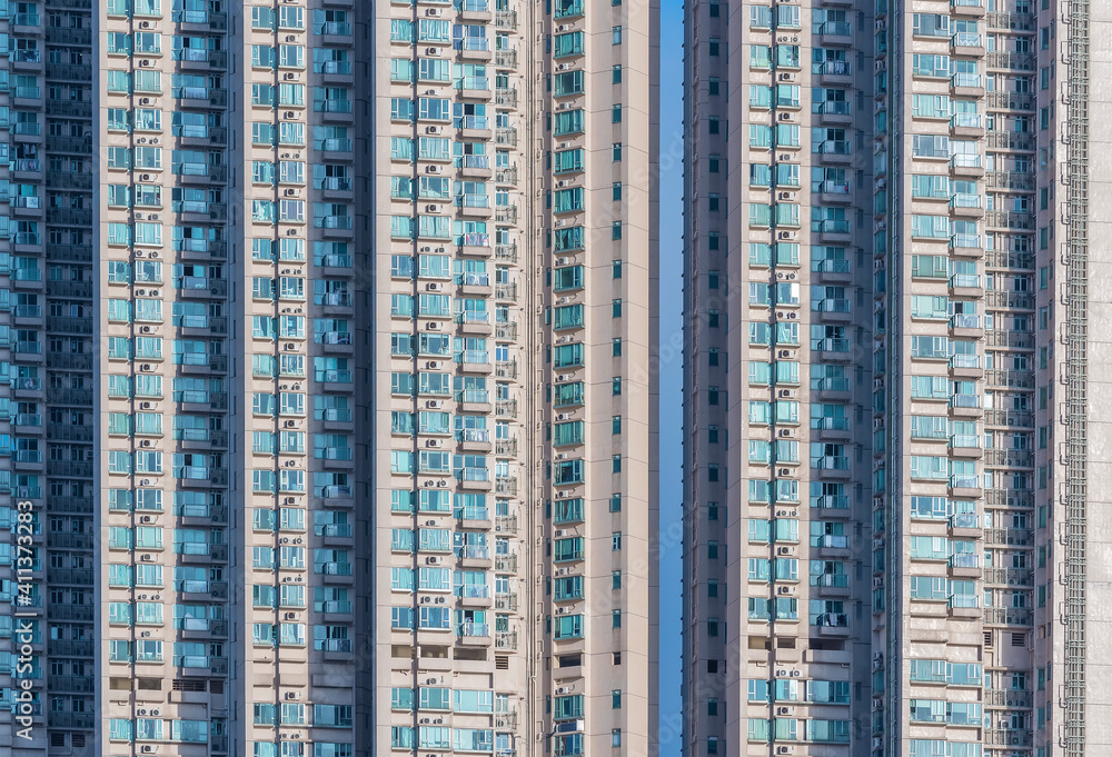 Exterior of high rise residential building in Hong Kong city