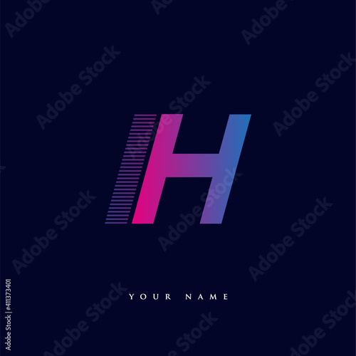 initial letter logo IH colored blue and magenta with striped composition, Vector logo design template elements for your business or company identity. photo