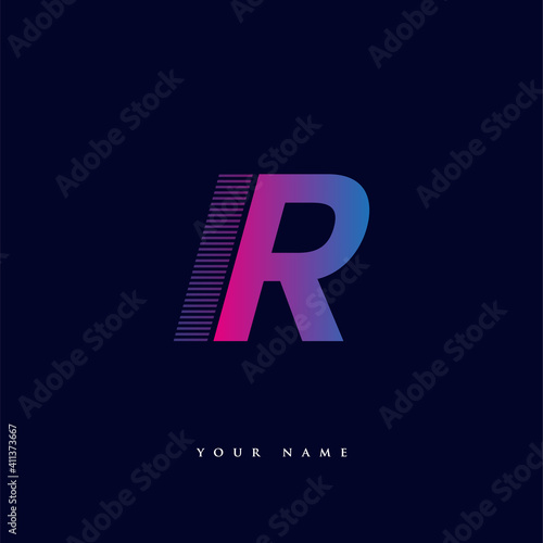 initial letter logo IR colored blue and magenta with striped composition, Vector logo design template elements for your business or company identity.