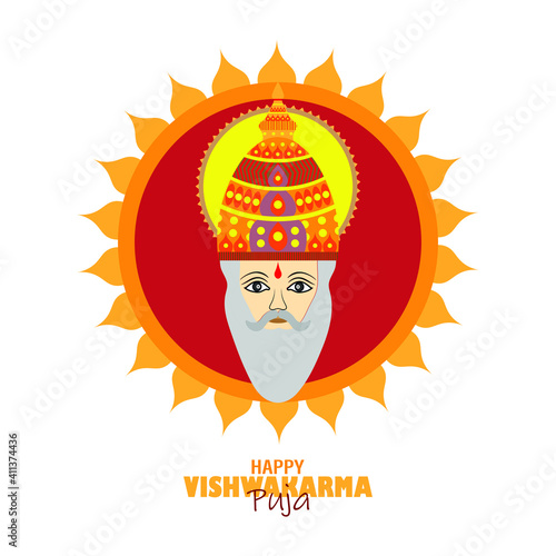 Vishwakarma Puja is a day of celebration for Vishwakarma. Indian God and idols of Hinduism Vector illustration photo