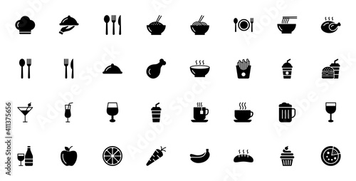 Restauran icon set. food and drink icon for computer, web and mobile app 