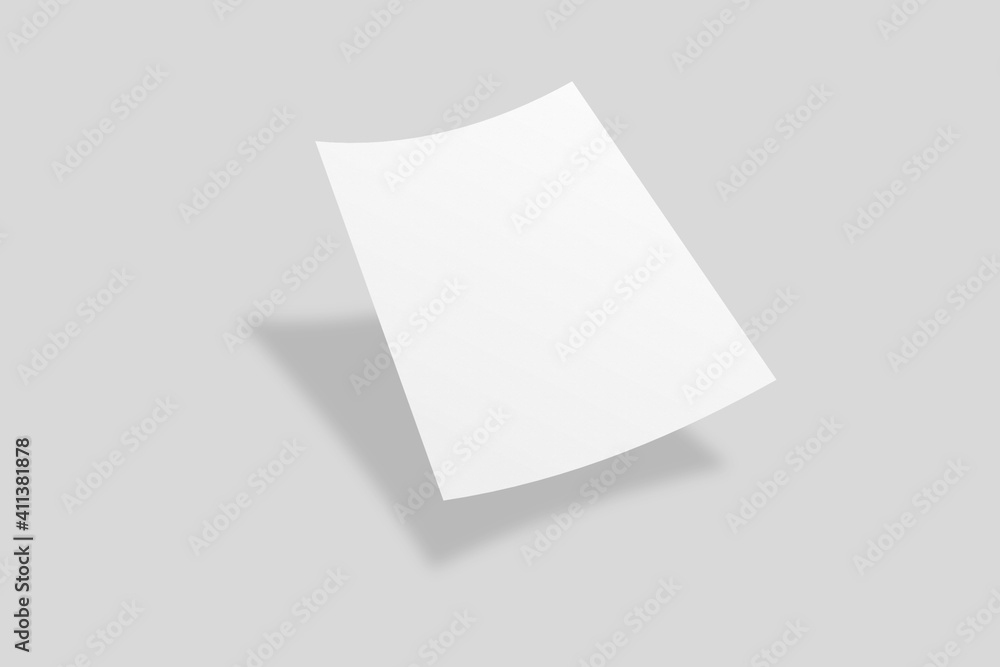 Realistic blank A4 flyer brochure for mockup. Paper or poster illustration. 3D Render. Realistic blank A4 flyer brochure for mockup. Paper or poster illustration. 3D Render.