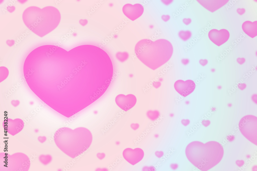 Red hearts for Valentine's Day on pastel color background, isolated. image
