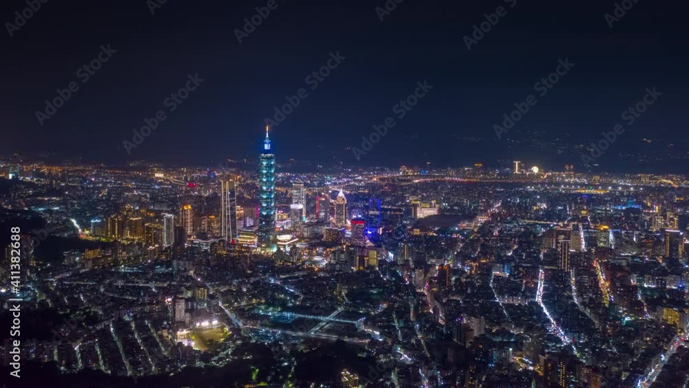 flight over taipei city downtown night illumination aerial panorama 4k timelapse taiwan flight over taipei city downtown night illumination aerial panorama 4k timelapse taiwan