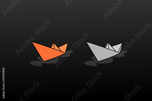 paper boat logo. colorful flat style vector emblem illustration design © Al Bharik 99
