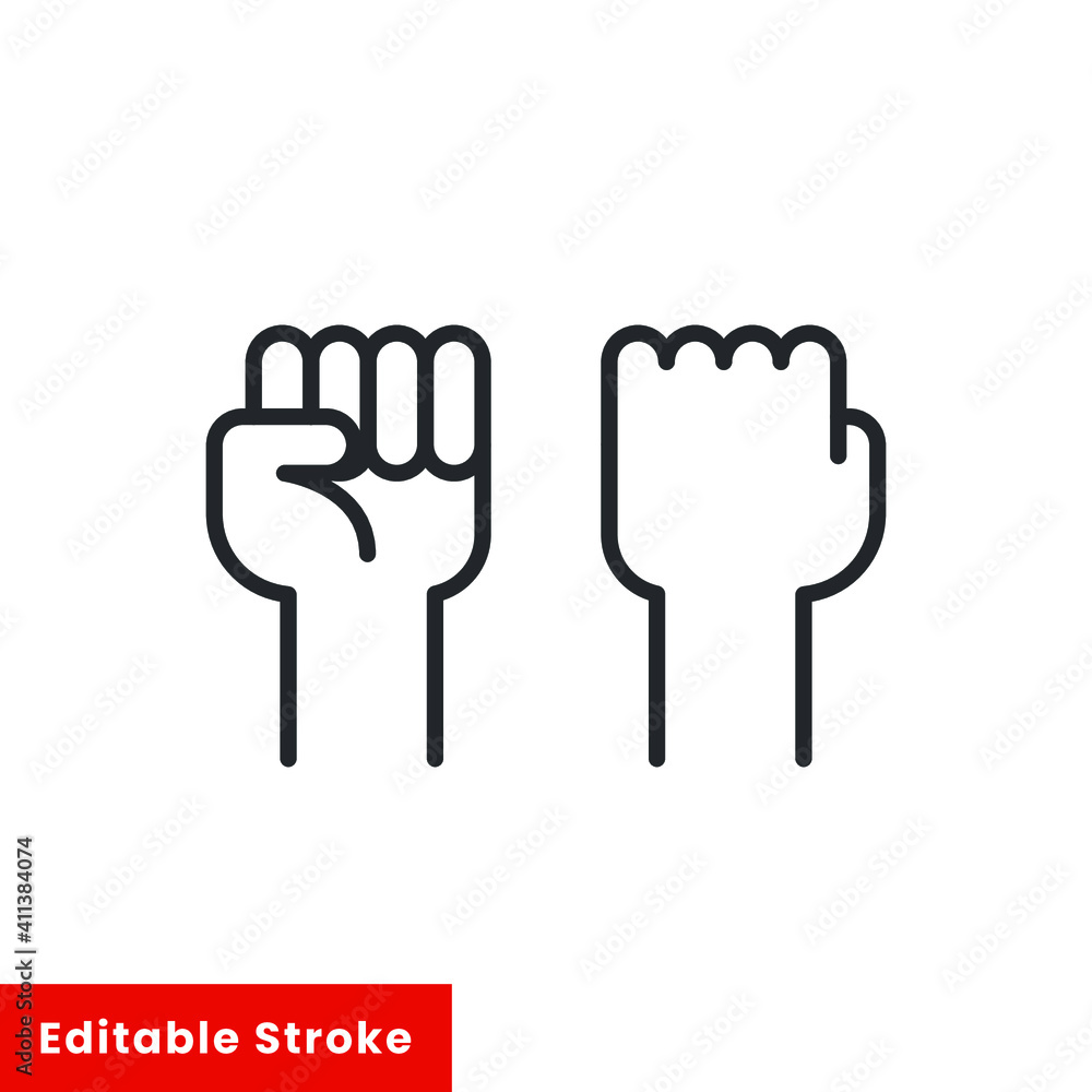 Fist raised up, strong arm line icon. Outline style sign for web and app. Fist hand up gesture vector illustration on white background. Power, solidarity and freedom concept. Editable stroke EPS 10 Fist raised up, strong arm line icon. Outline style sign for web and app. Fist hand up gesture vector illustration on white background. Power, solidarity and freedom concept. Editable stroke EPS 10