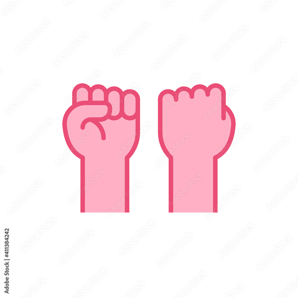 Fist raised up, strong arm flat icon. Filled outline style sign for web and app. Fist hand up gesture vector illustration on white background. Power, solidarity and freedom concept. Isolated EPS 10 Fist raised up, strong arm flat icon. Filled outline style sign for web and app. Fist hand up gesture vector illustration on white background. Power, solidarity and freedom concept. Isolated EPS 10