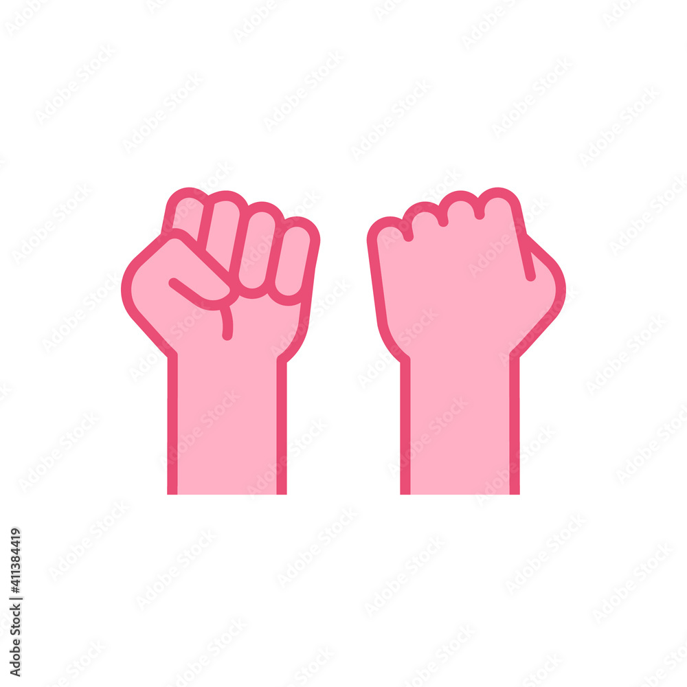 Fist raised up, strong arm flat icon. Filled outline style sign for web and app. Fist hand up gesture vector illustration on white background. Power, solidarity and freedom concept. Isolated EPS 10 Fist raised up, strong arm flat icon. Filled outline style sign for web and app. Fist hand up gesture vector illustration on white background. Power, solidarity and freedom concept. Isolated EPS 10