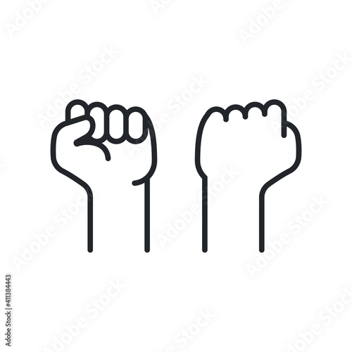 Fist raised up, strong arm line icon. Outline style sign for web and app. Fist hand up gesture vector illustration on white background. Power, solidarity and freedom concept. EPS 10