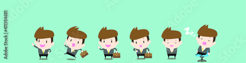 Energetic Business man character action set