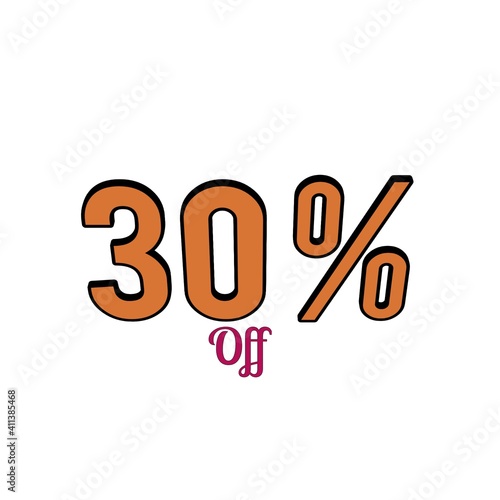 30 % discount is written on white background.