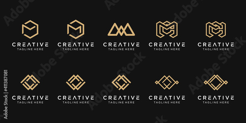 Set of abstract initial letter M W C logo template. icons for business of fashion, simple.