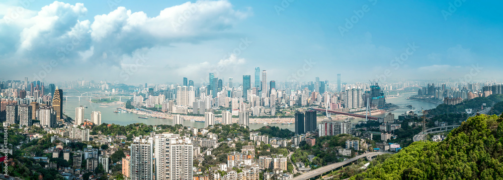 Fototapeta premium Aerial photography mountain city Chongqing