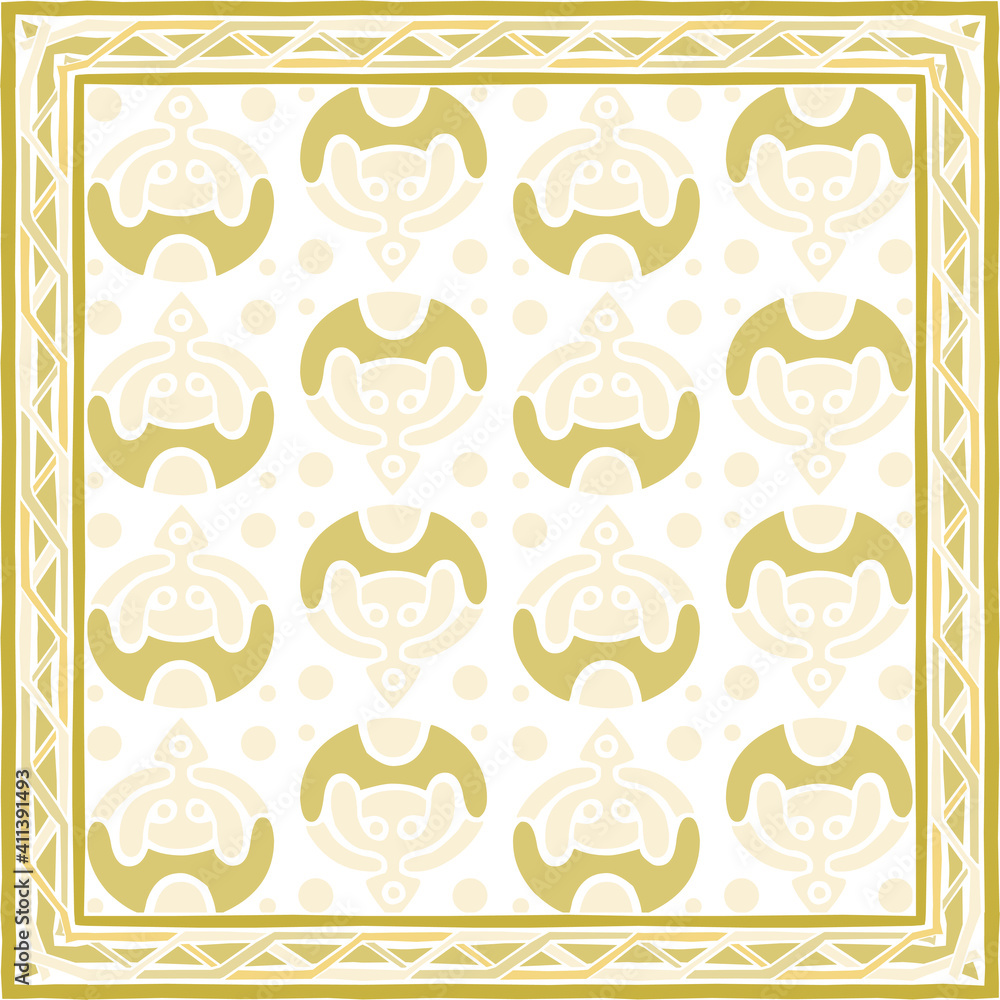 Silk scarf with apple blossom. Abstract seamless vector pattern with hand drawn floral elements.brown color Silk scarf with apple blossom. Abstract seamless vector pattern with hand drawn floral elements.brown color