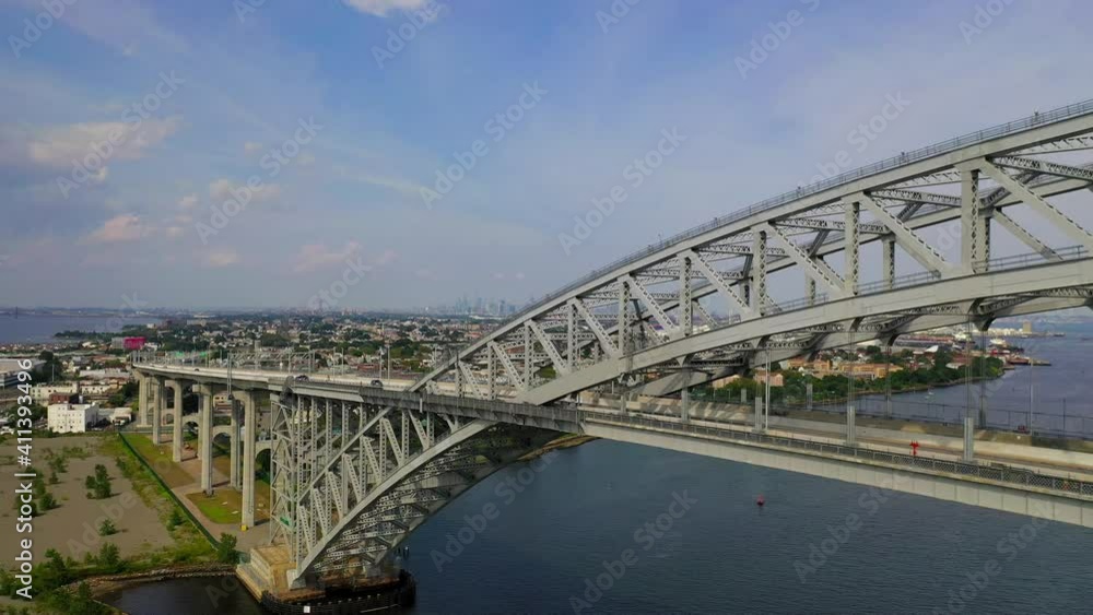 Aerial Arc Shot of the Bayonne Bridge in New Jersey Aerial Arc Shot of the Bayonne Bridge in New Jersey
