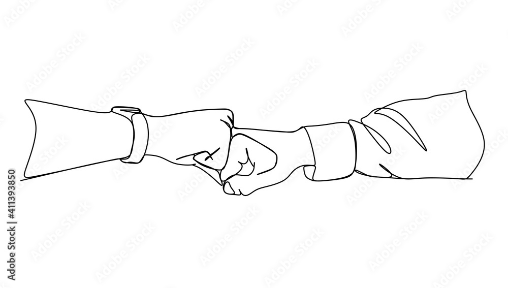 Fist bump, handshake - Continuous one line drawing Fist bump, handshake - Continuous one line drawing