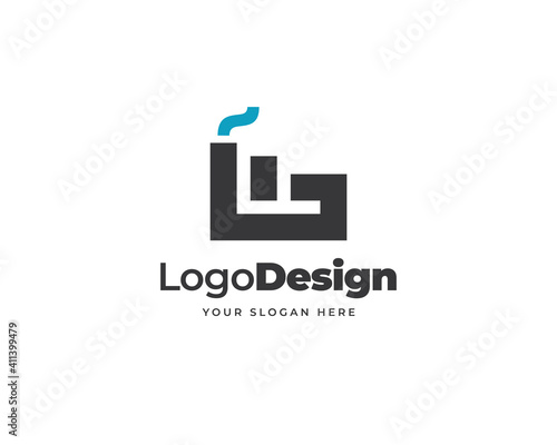 Awesome Letter F factory logo vector. Modern building logo design
