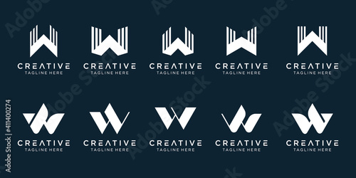 Collection initials W logo template. icons for business of fashion, simple.