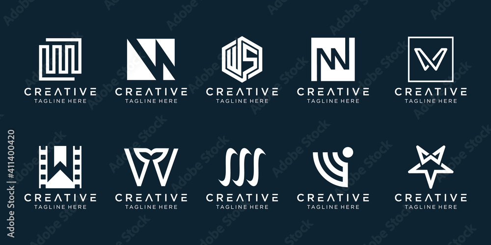 Set of creative monogram letter W logo template. icons for business of fashion, sport, automotive, simple. Set of creative monogram letter W logo template. icons for business of fashion, sport, automotive, simple.
