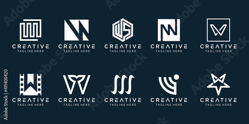 Set of creative monogram letter W logo template. icons for business of fashion, sport, automotive, simple.