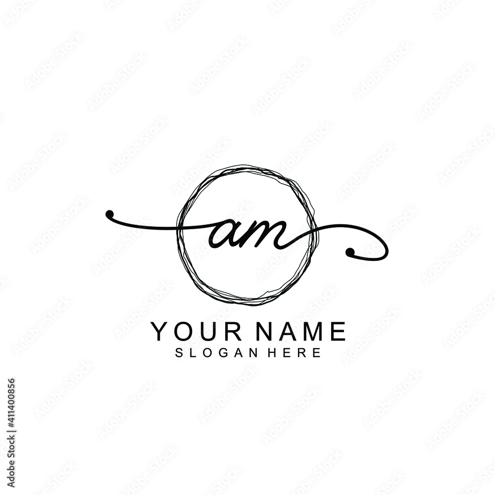 AM Initial handwriting logo template vector AM Initial handwriting logo template vector