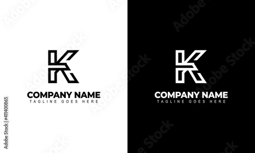 Unique modern geometric creative elegant letter K logo template. Vector icon