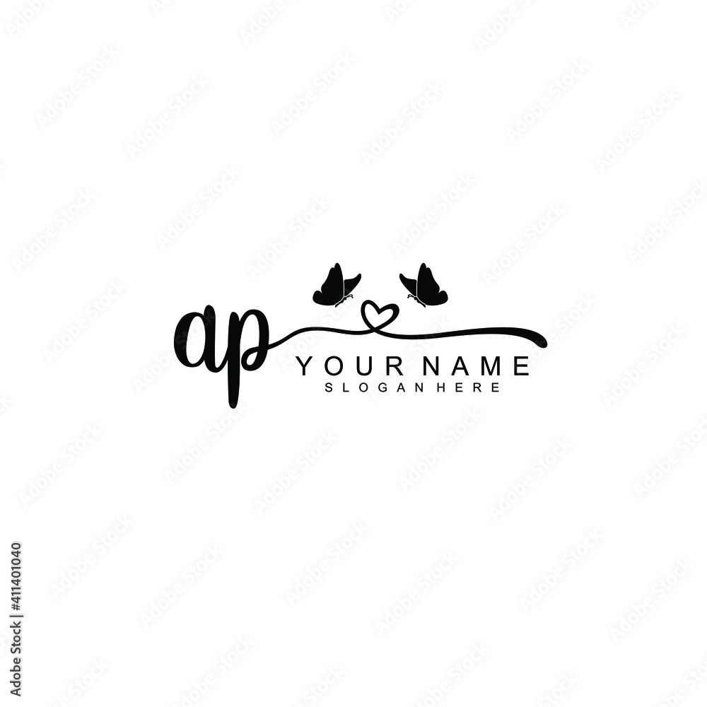 AP Initial handwriting logo template vector AP Initial handwriting logo template vector