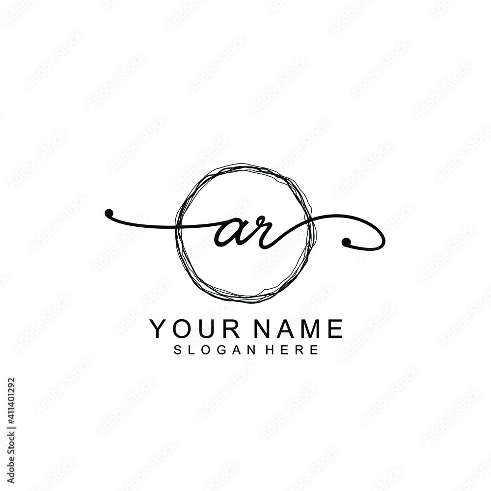 AR Initial handwriting logo template vector AR Initial handwriting logo template vector