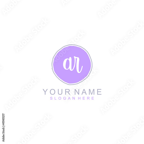 AR Initial handwriting logo template vector