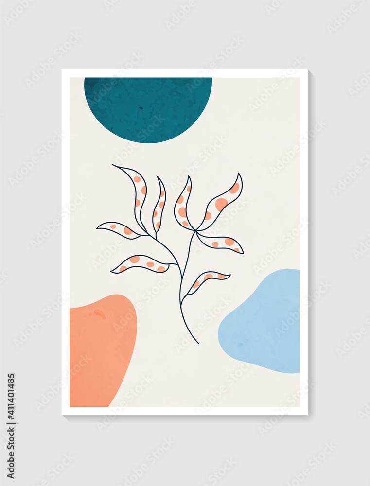 Contemporary art posters in pastel colors. Botanical wall art vector ...